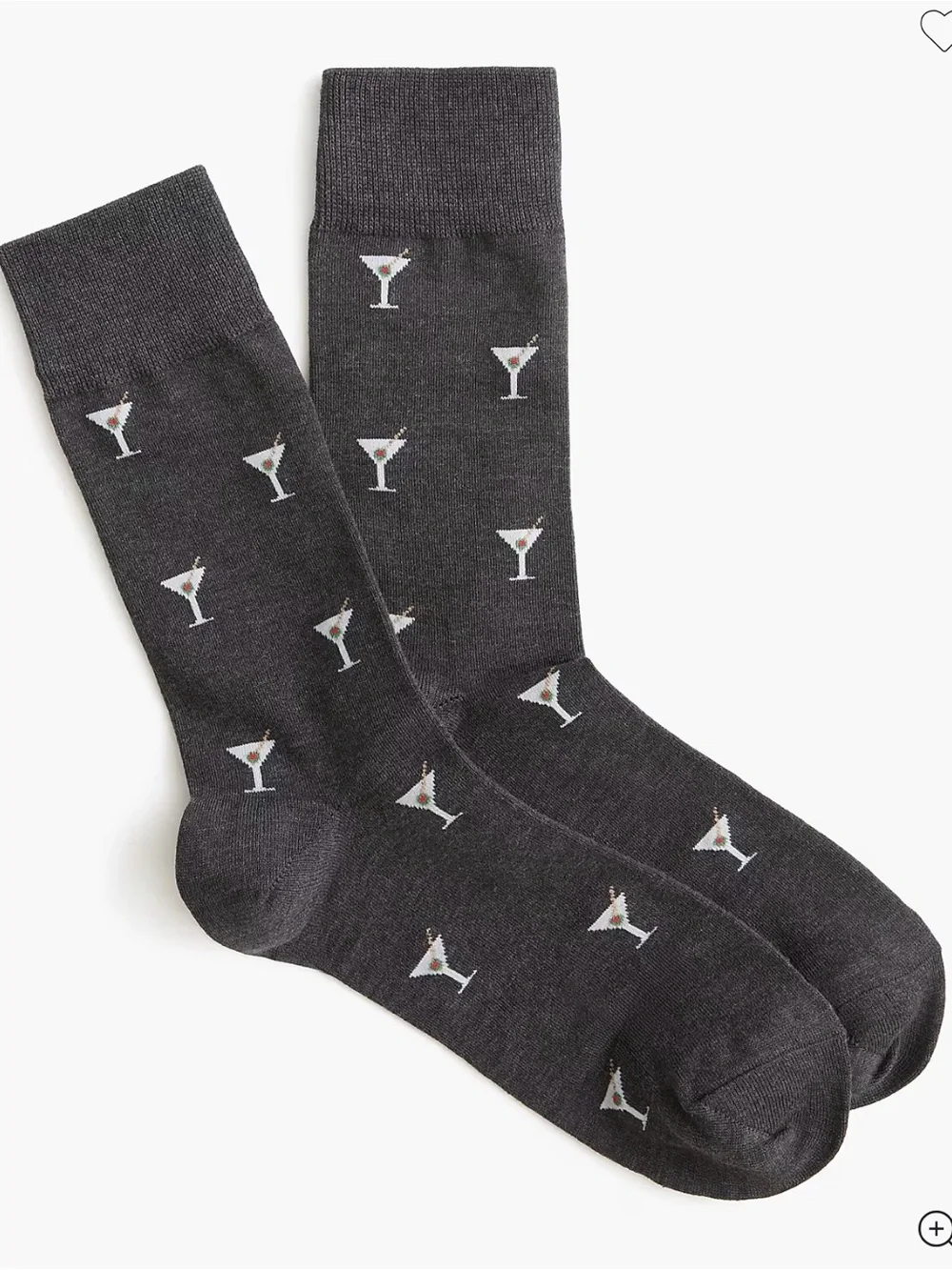 J. Crew Charcoal Martini Pattern Casual Dress Socks